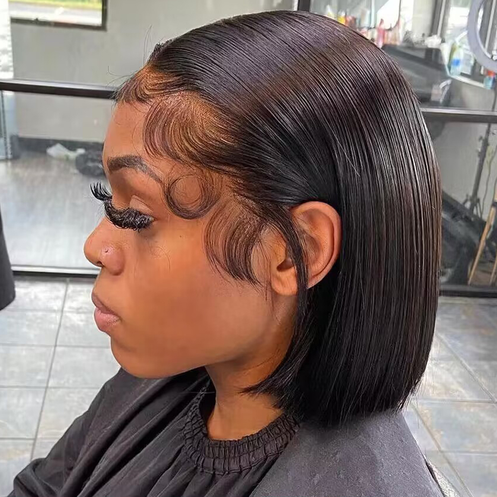 200% Density Short Bob 13x4 Straight Transparent Lace